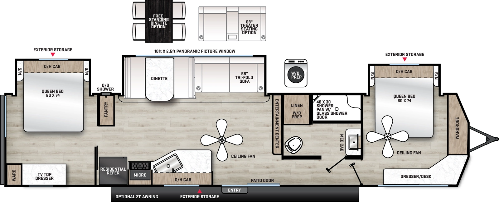 Aurora Destination Series 40BHTS2Q Floorplan
